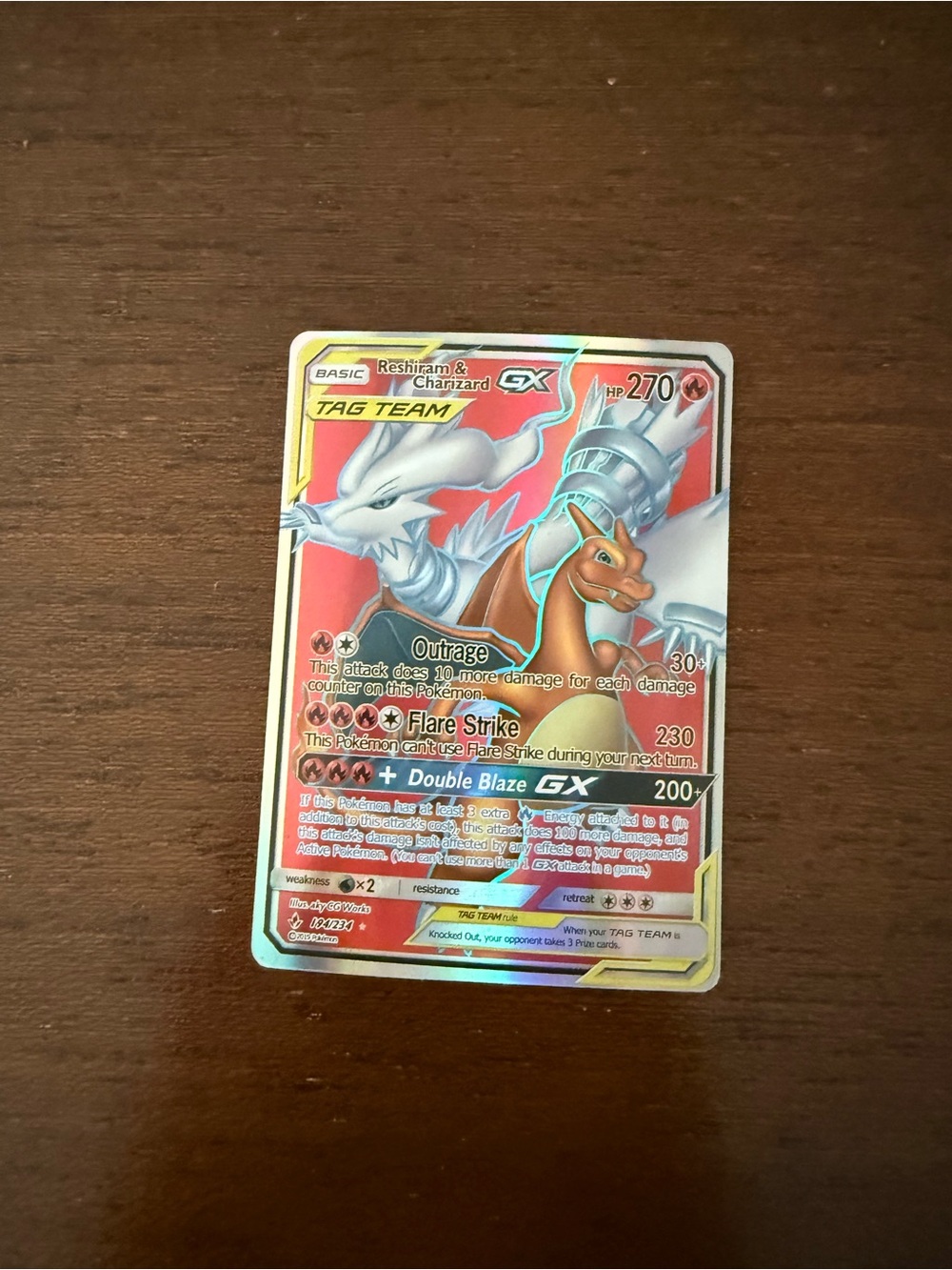 Reshiram & Charizard GX Tag Team Pokémon Card - Red/White